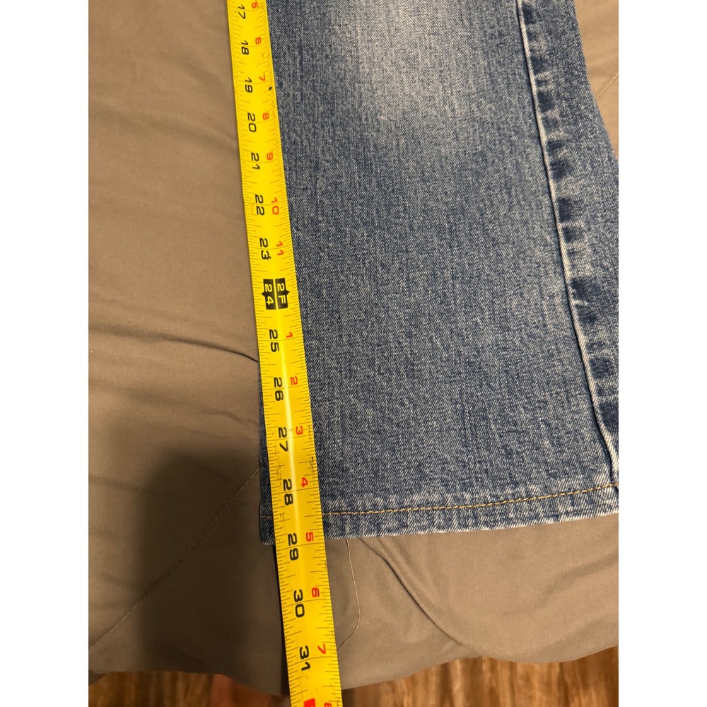 Levis 527 Slim Bootcut Jeans Mens 34x30 Medium Wash Denim Damaged - Picture 6 of 7